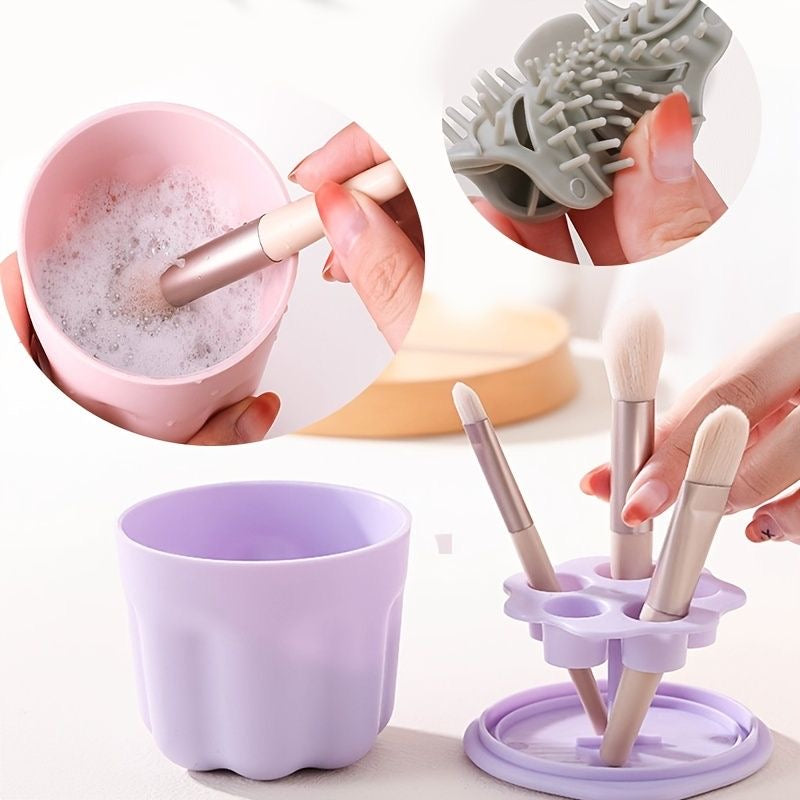 Makeup Brush Holder W Cleaner