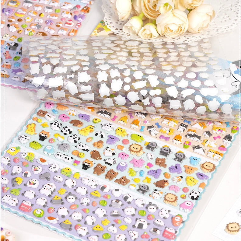Kawaii Animal Puffy Sticker Set