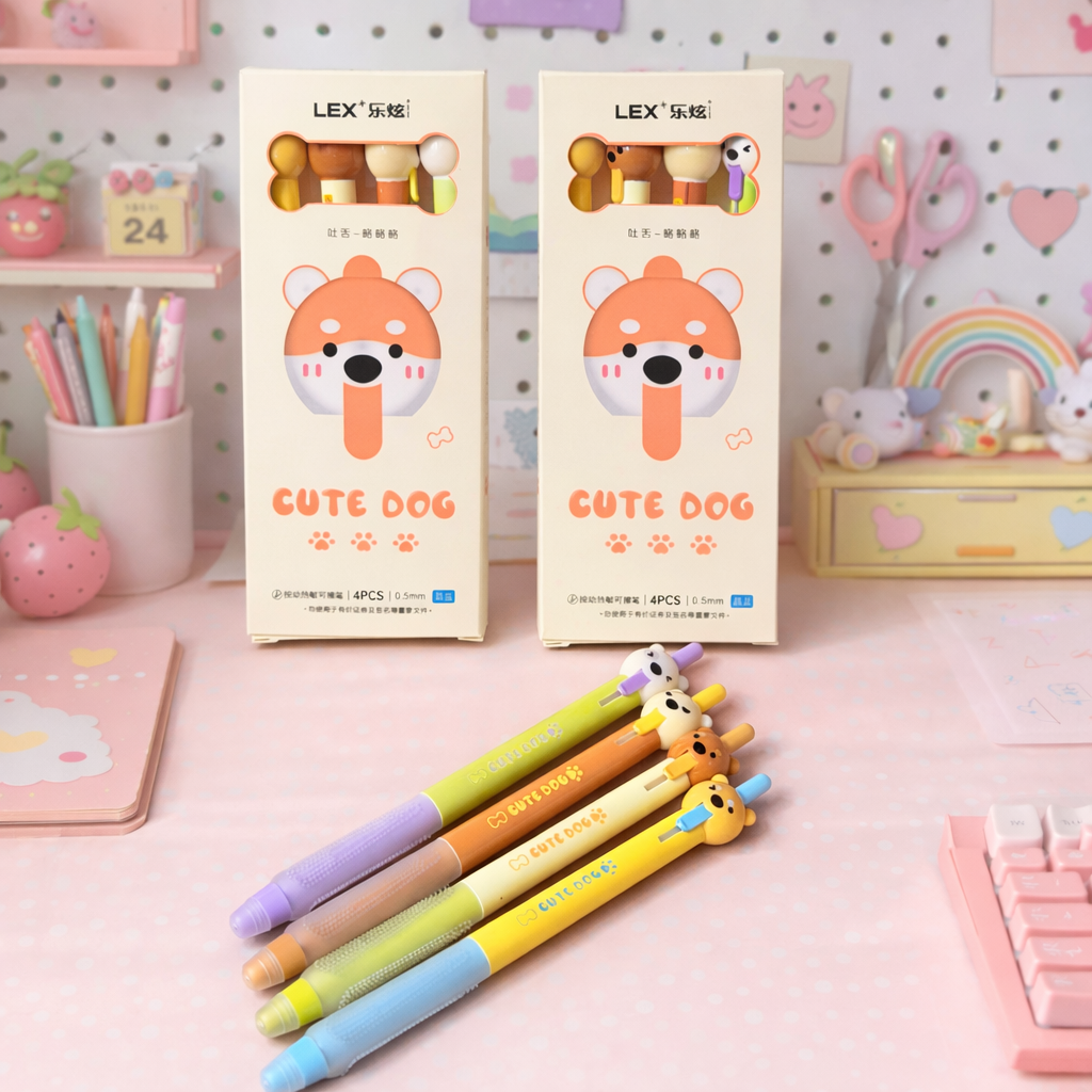 Cute Dog Erasable Gel Pen Set