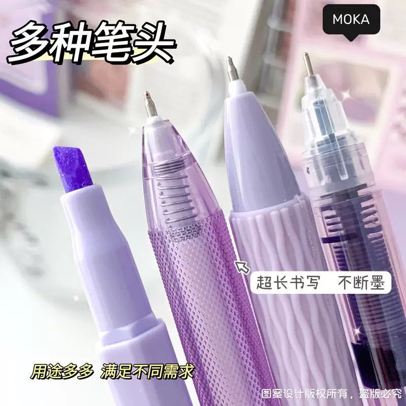 Classic Style Gel Pen and Highlighter (7pcs Set)