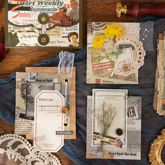 Retro Collage Journal Paper Kit