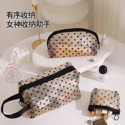 Heart Mesh Cosmetic Bag