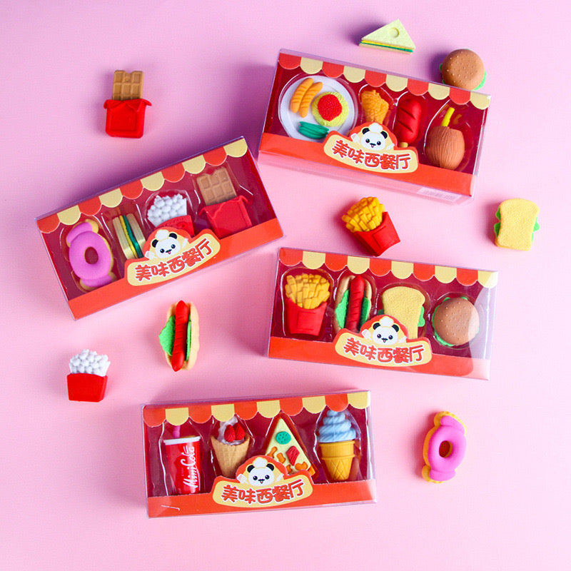 Food Theme Eraser 3pcs Pack