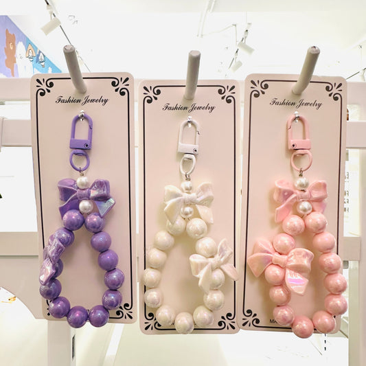 Bow and Pearl Tassel Mobile Keychain