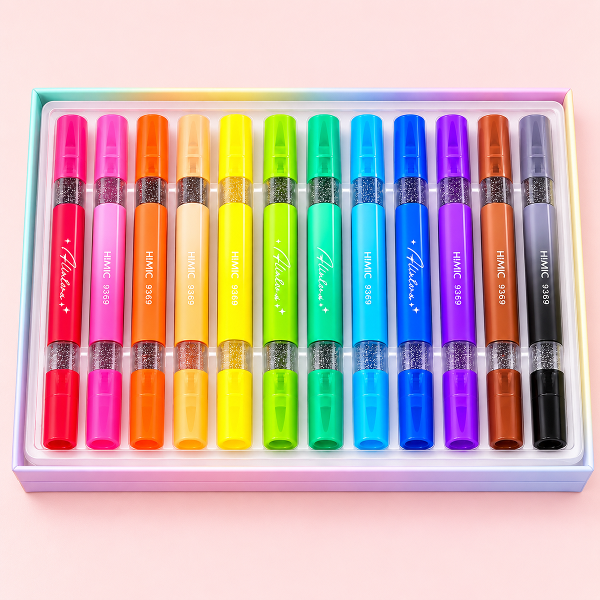 Dual Tip Glitter Highlighter w Coloring Book