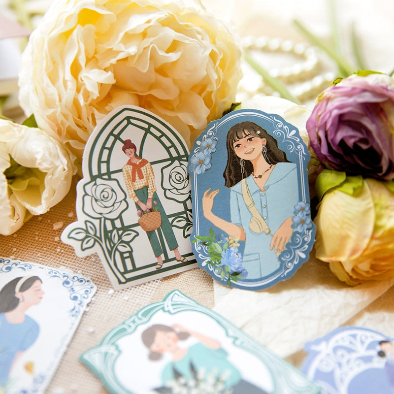 Girl in Mirror Frame Washi Stickers
