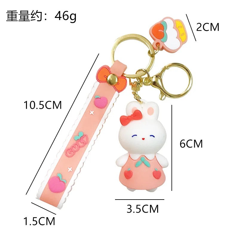 Peach Rabbit Keychain