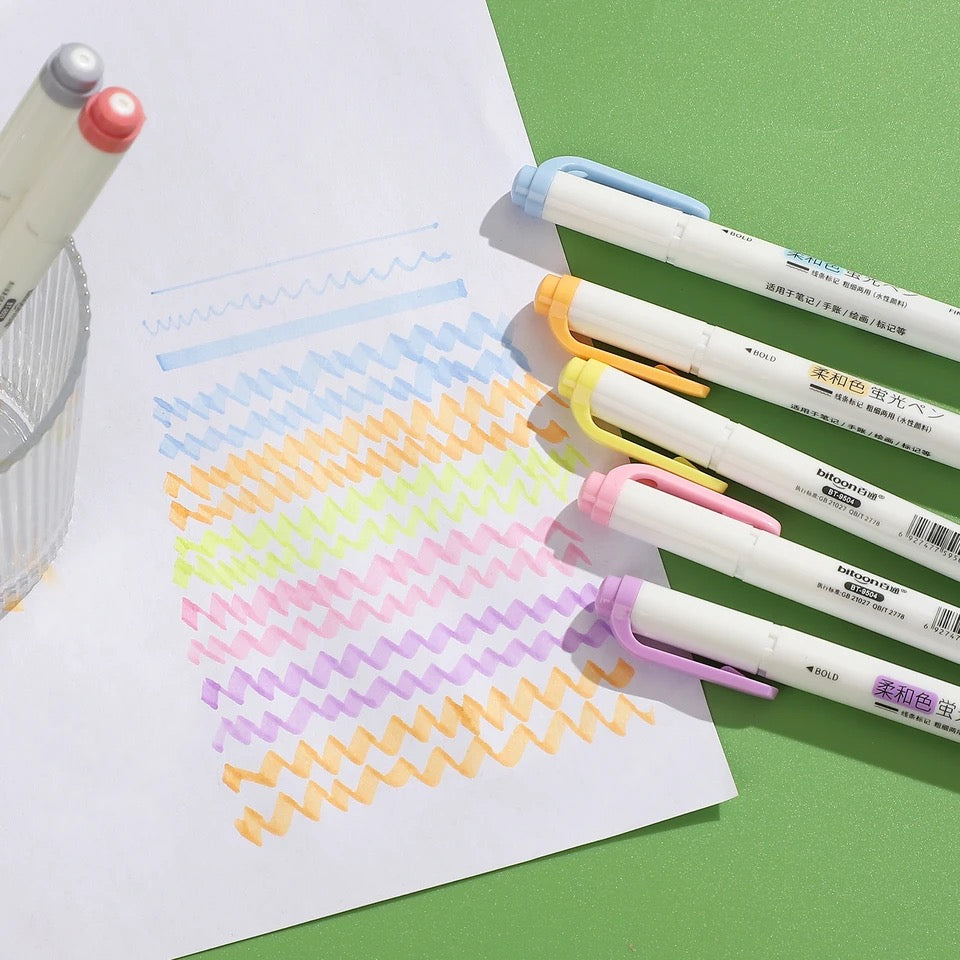 Pastel double ended highlighter pens