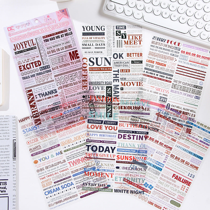 English Journaling Quotes 6 Sheet Sticker Set