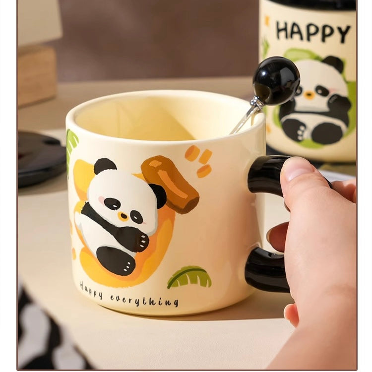 Cute Panda Mug With Lid & Spoon