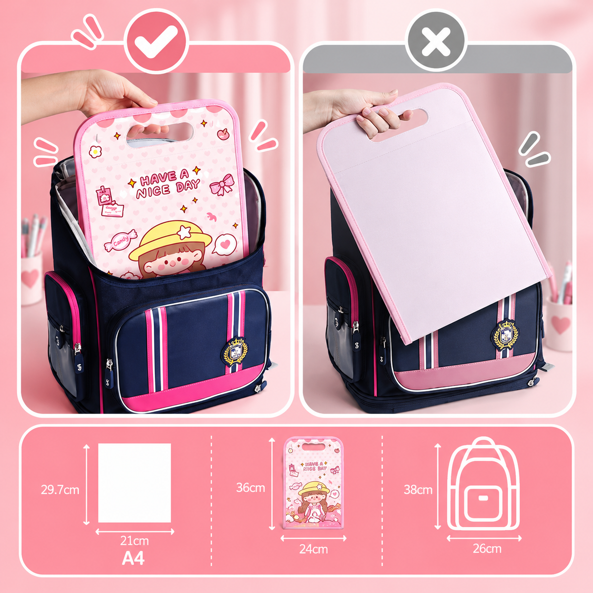 Girly Large Capacity File folder
