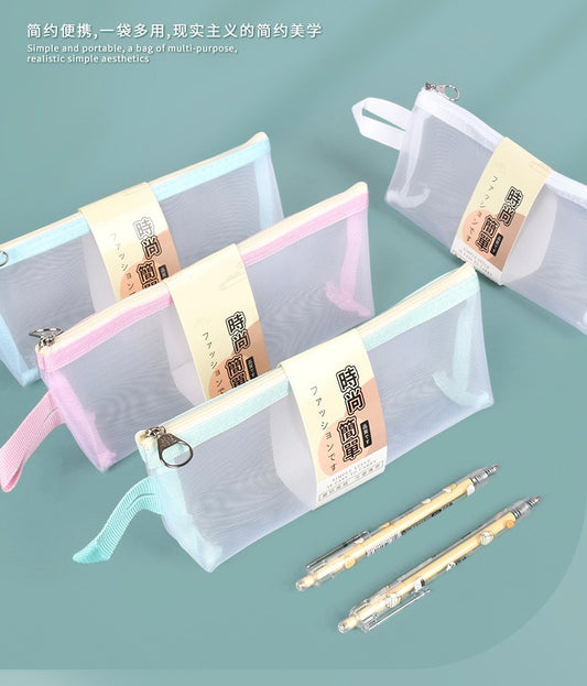 Pastel Mesh Pencil Case