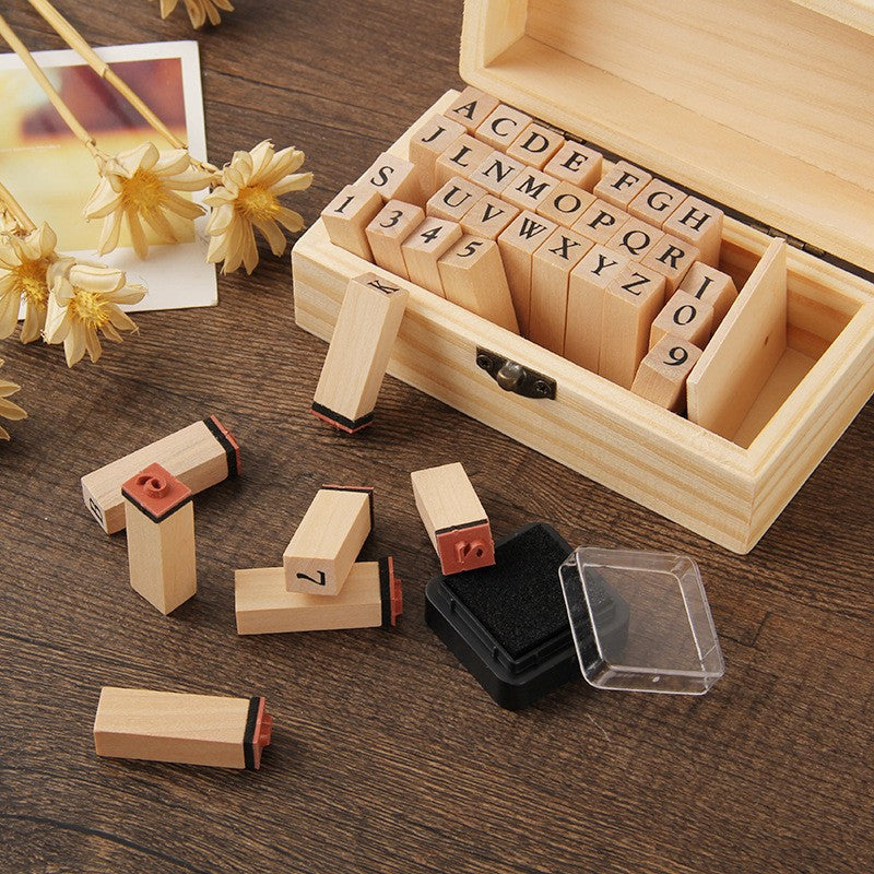 Wooden Alphabet With Ink Pad