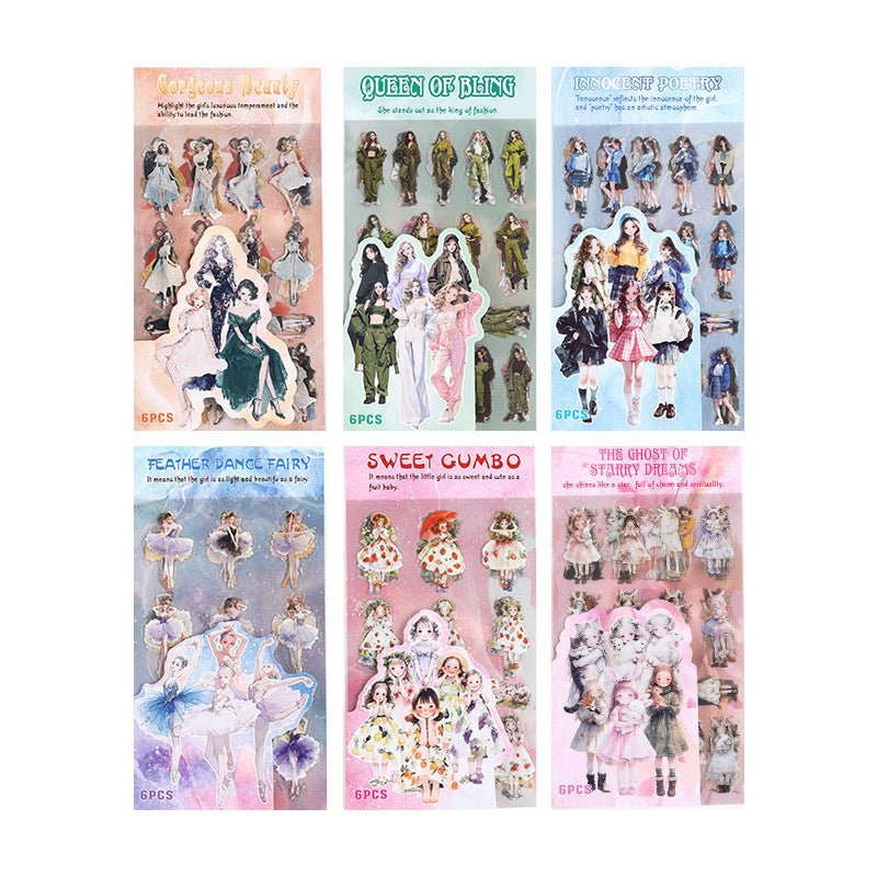 Girly Journaling Stickers Set of 6sheet