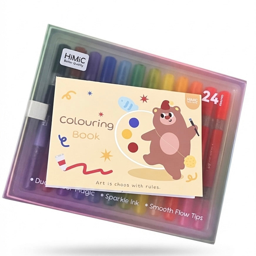 Dual Tip Glitter Highlighter w Coloring Book