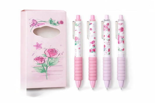 Rose Pink Butterfly Silk Pen Set