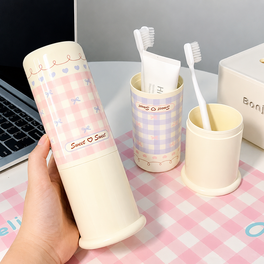 Gingham Toothbrush Holder