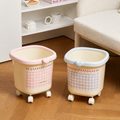 Gingham Trash Can with Wheels