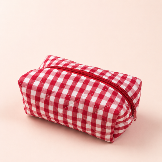 Gingham Makeup Organizer