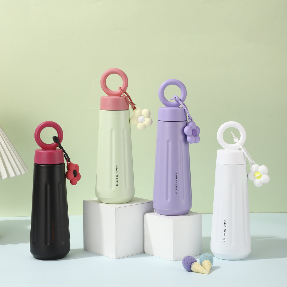 Kawaii Tumbler With Flower Charm