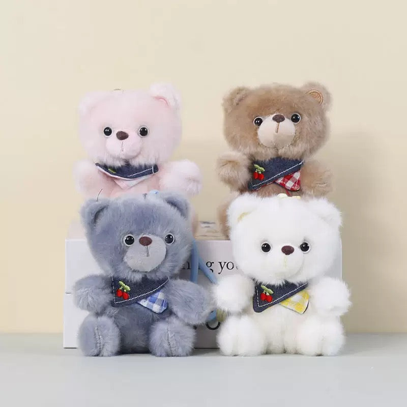 Cherry Bib Bear Plush Keychain