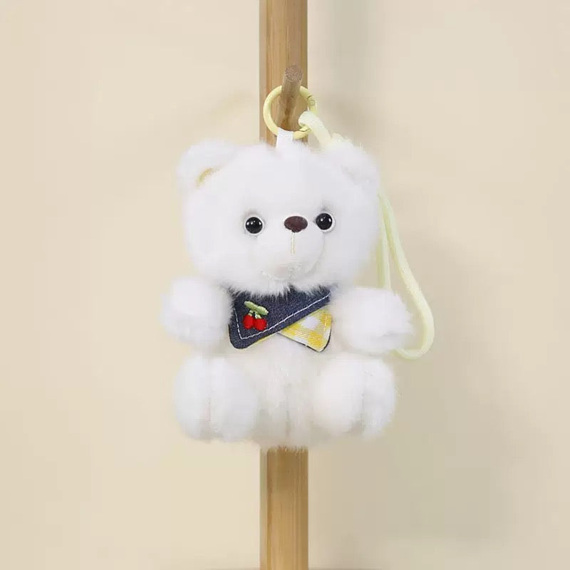 Cherry Bib Bear Plush Keychain