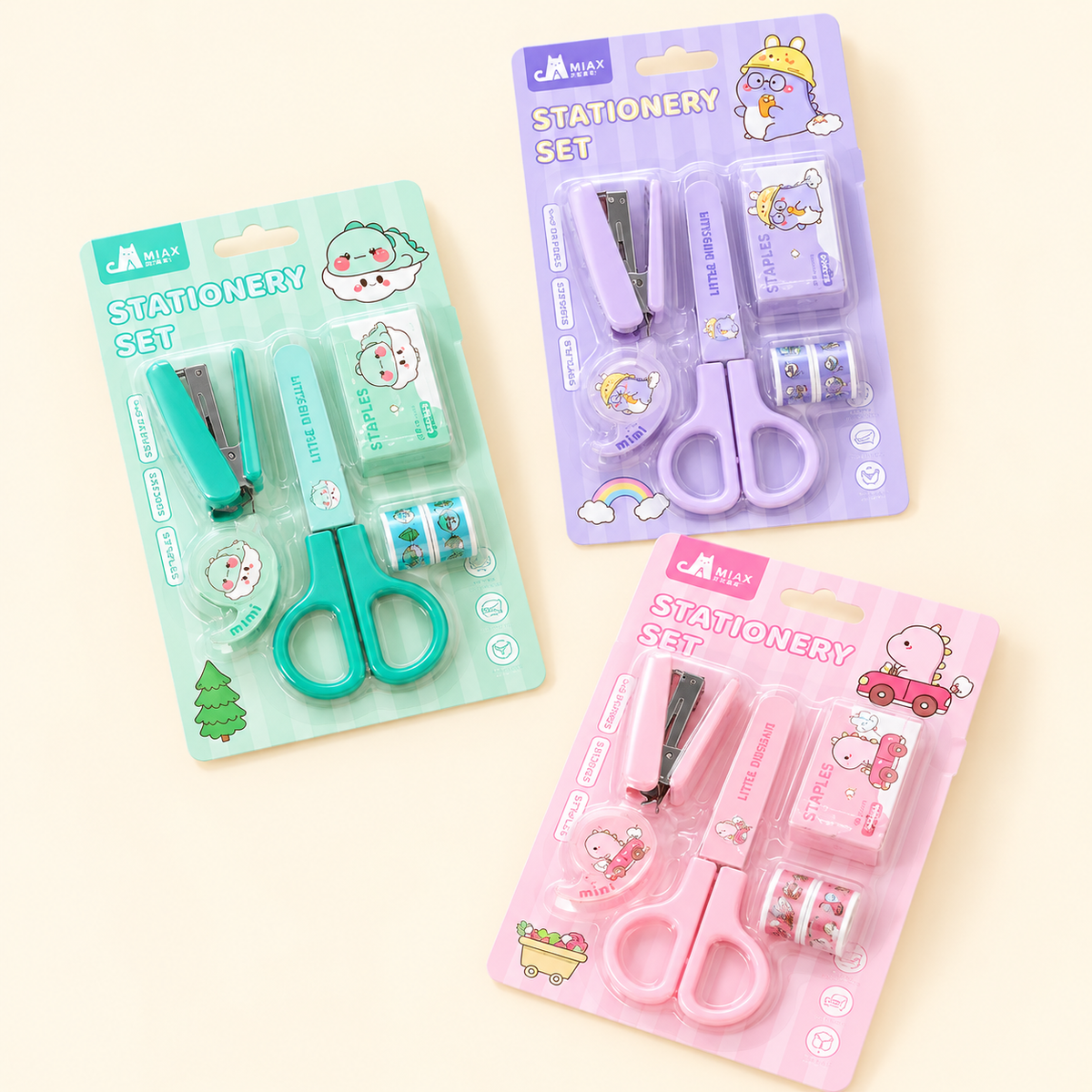 Kawaii Dino Stationery Set