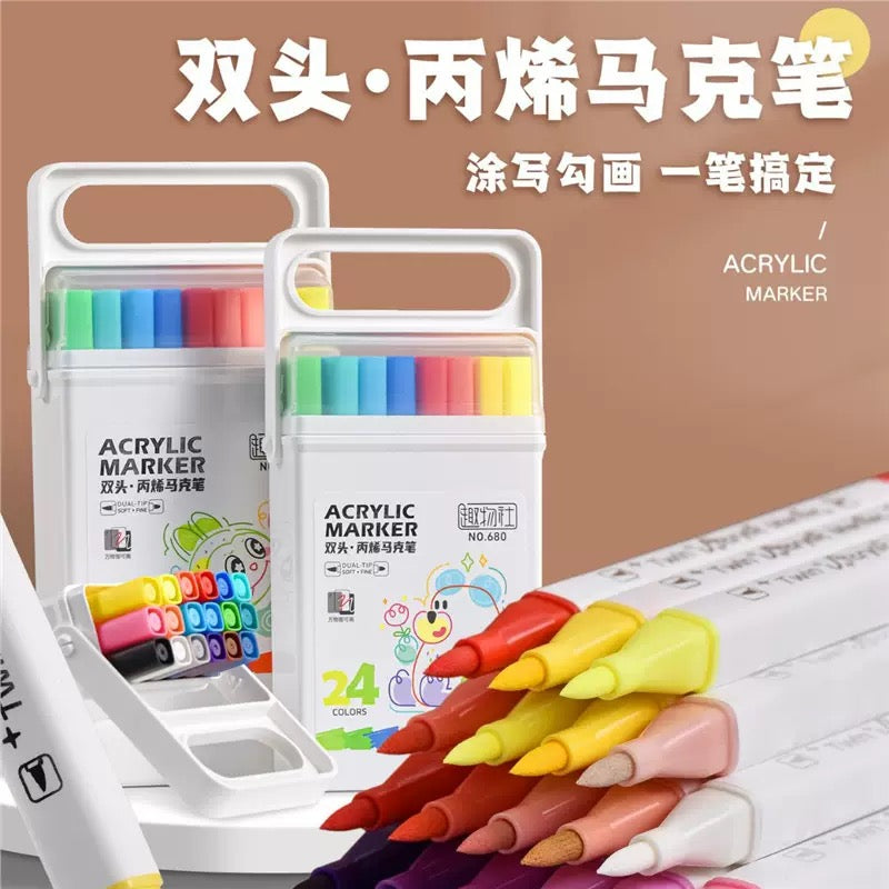 Dual-Tip Acrylic Marker 24Pcs