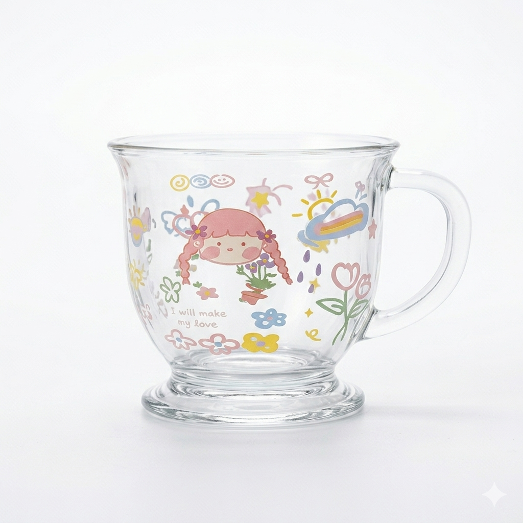 Kawaii Clear Glass Cup