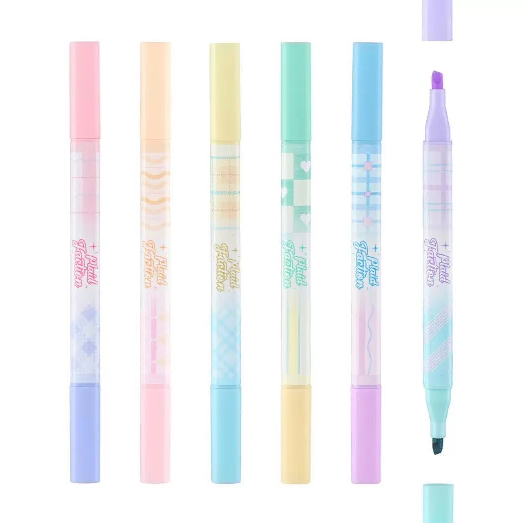 Dual Tip Plaid Fluorescent highlighter