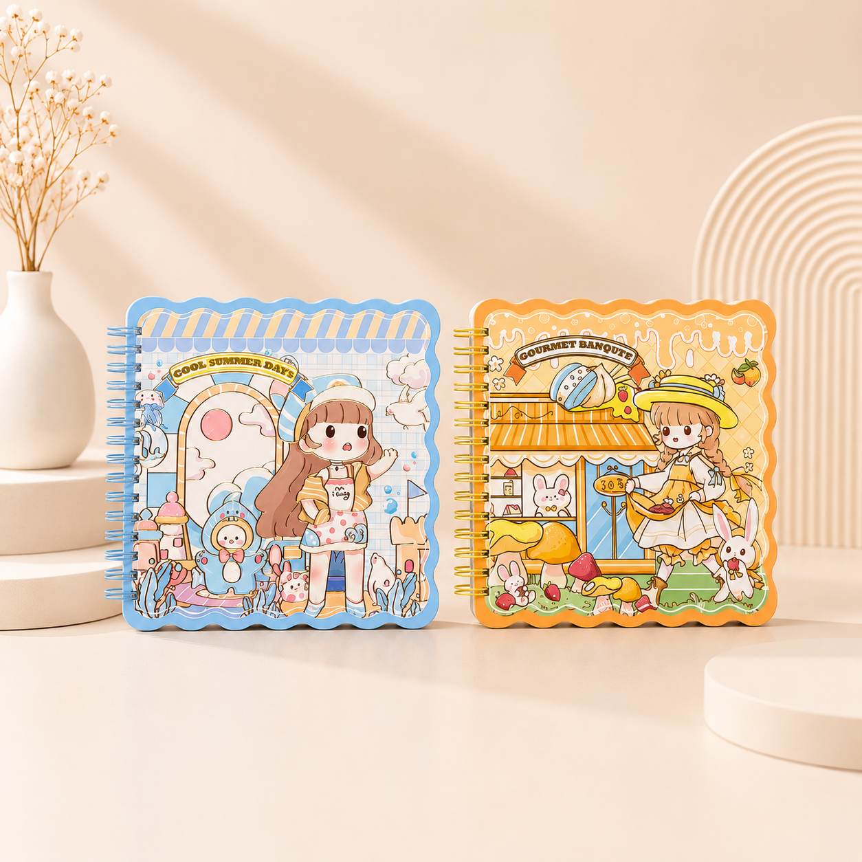 Kawaii Spiral Grid Diary