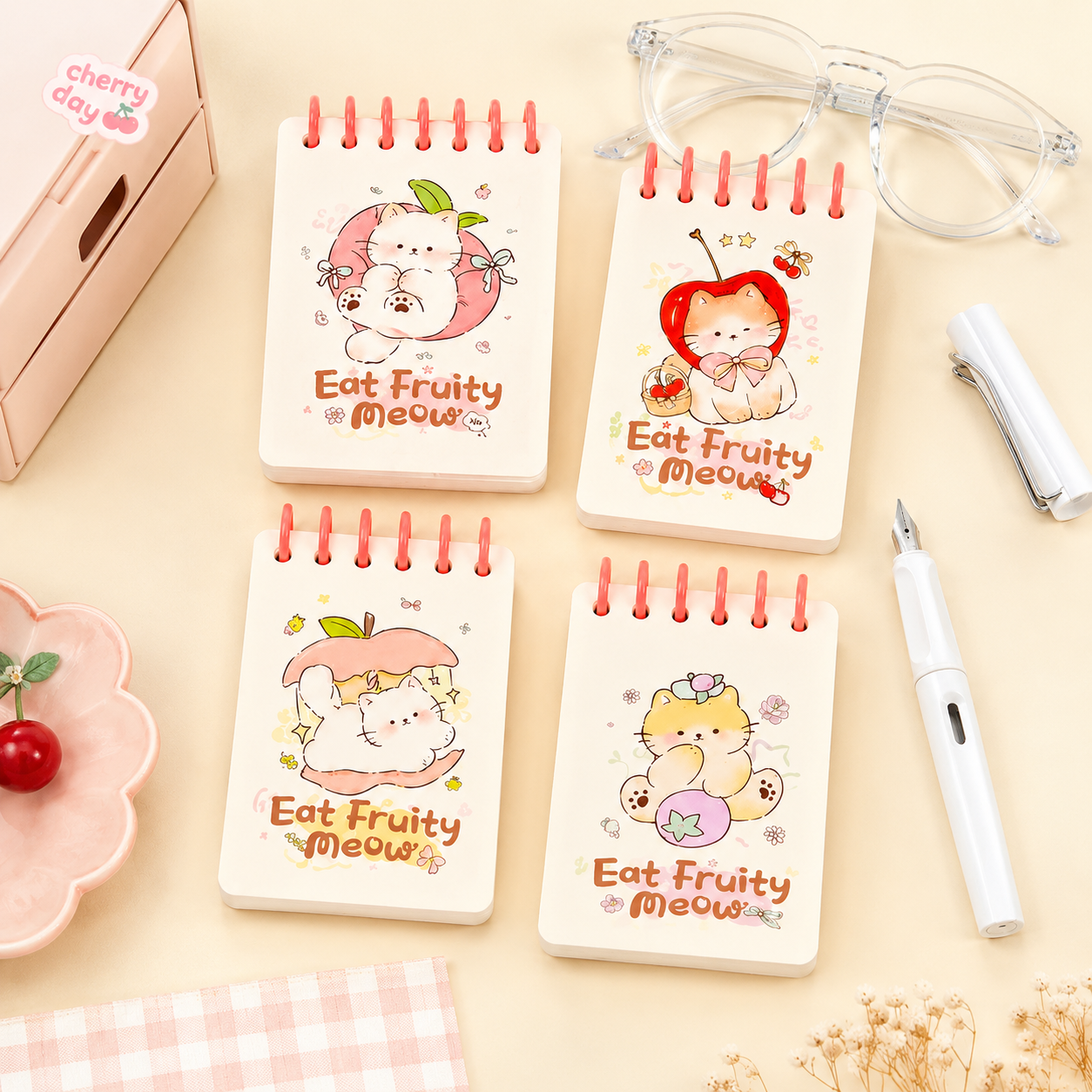 Fruity Cat Spiral Notepad