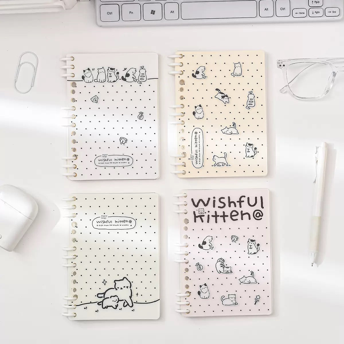 Polka Kitten Binder Notebook