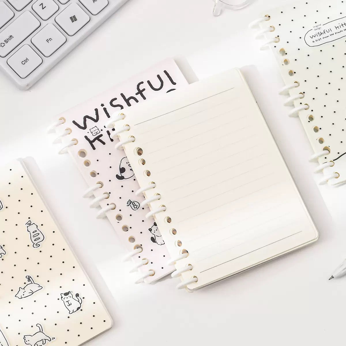 Polka Kitten Binder Notebook