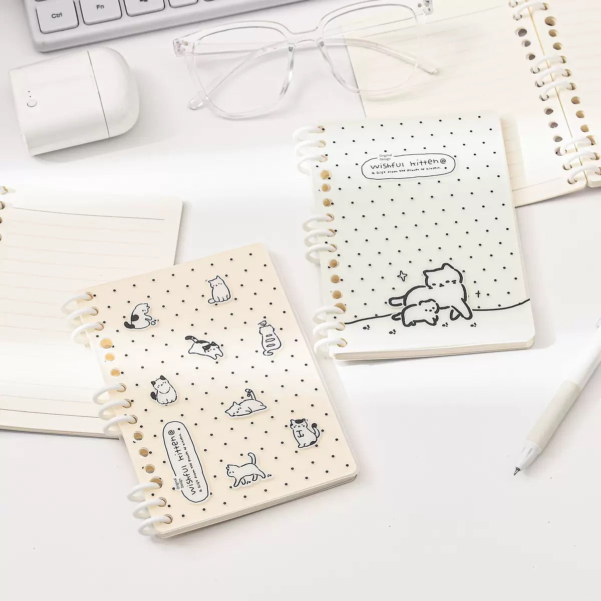 Polka Kitten Binder Notebook