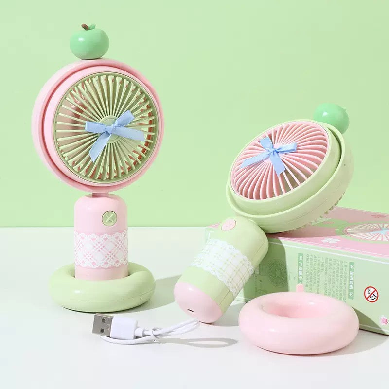 Bow Gingham Mini Fan