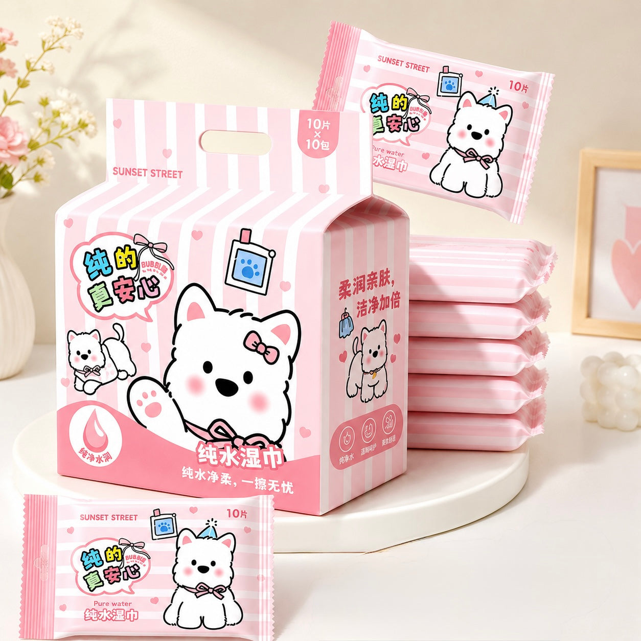 Kawaii Puppy Wet Tissue Pack