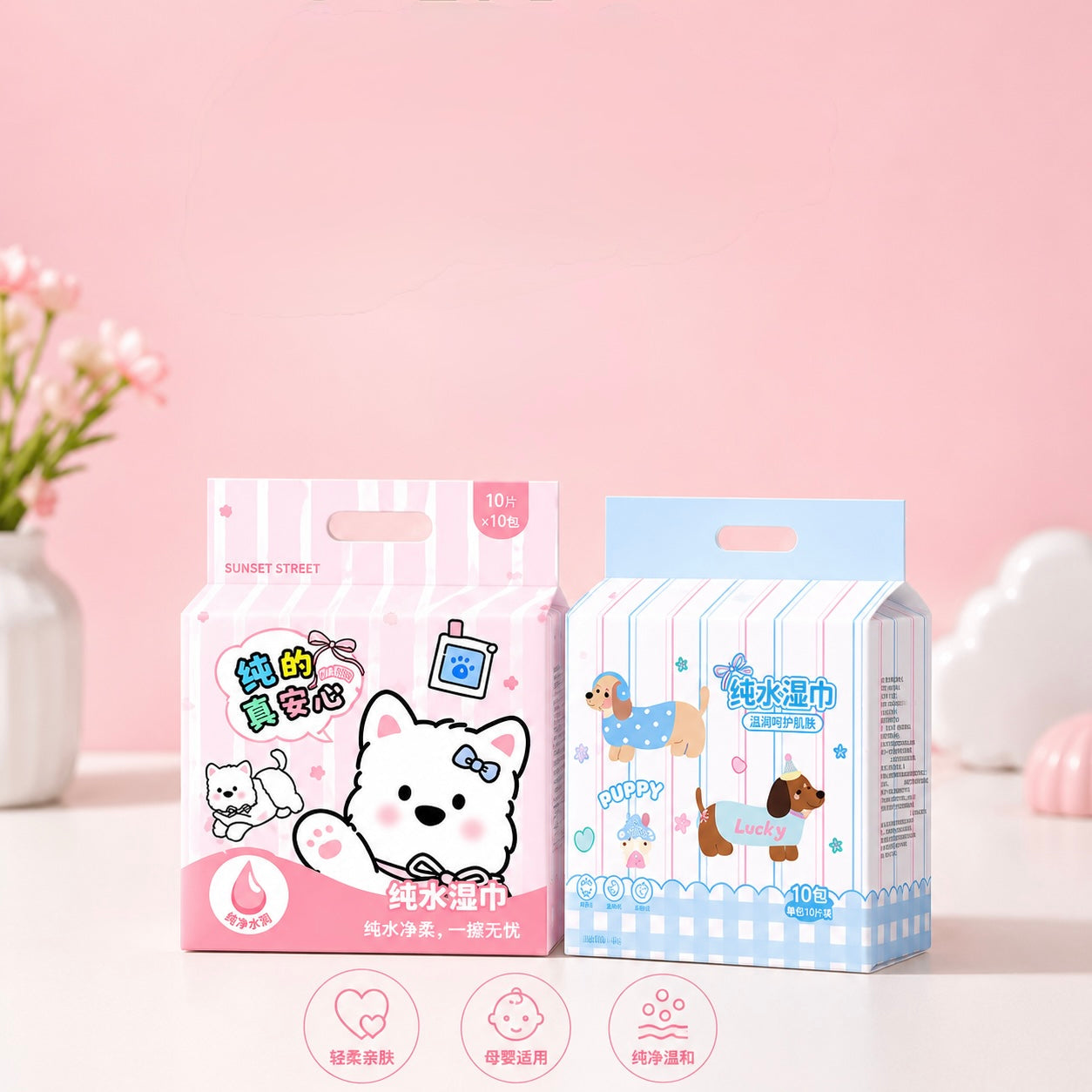 Kawaii Puppy Wet Tissue Pack