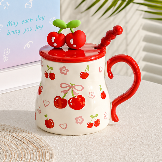 Fruit Ceramic Cup With Lid