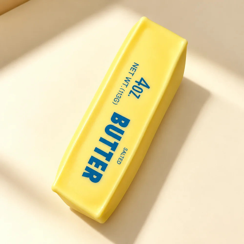 Cute yellow Butter Bar Squishy Toy with realistic butter design, perfect for stress relief and sensory play.