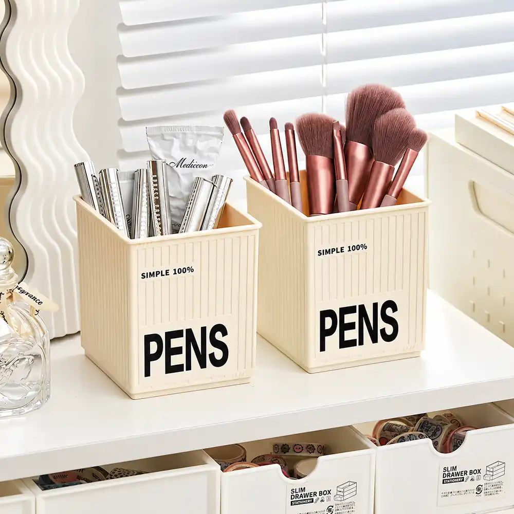  Cute cream kawaii pen holder and aesthetic desk organizer for pens and pencils