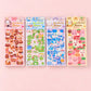 Kawaii puffy sticker set with cute pastel animal, food and character designs