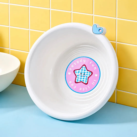 Kawaii star wash basin with pastel gingham design, 32 × 11 cm