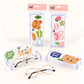 Kawaii transparent eyeglass case with cute bear, bunny and colorful character designs.