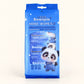 A package of Beanpie Mini Wipes facial cleansing wipes, featuring a blue hanging bag with cartoon panda illustrations and product windows showing the wipes inside.