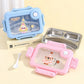 Pastel Bear Bento Box with 3-compartment stainless steel tray and spoon in pink and blue